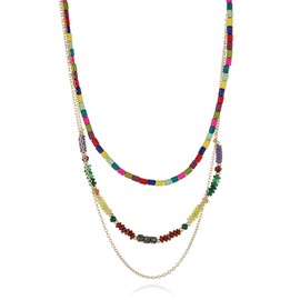 PINKPIN 3 Layers Natural Stone Mini Beaded Necklace Chorks for Women Colorful Beaded Choker Necklace, Summer Necklace, Beach Necklace, Jewelry Gift for Women