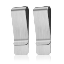 Prasacco 2 Pcs Stainless Steel Money Clips, Silver Money Cards Holder Slim Cash Wallet Credit Holder for Men Women