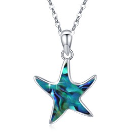 JFASHOP Women's Starfish Necklace, 925 Sterling Silver Starfish Opal Chain, Animal Pendant, Opal Starfish Jewellery, Mother's Day Gifts, Valentine's Day for Girls, Women, Children, Mum, Wife,