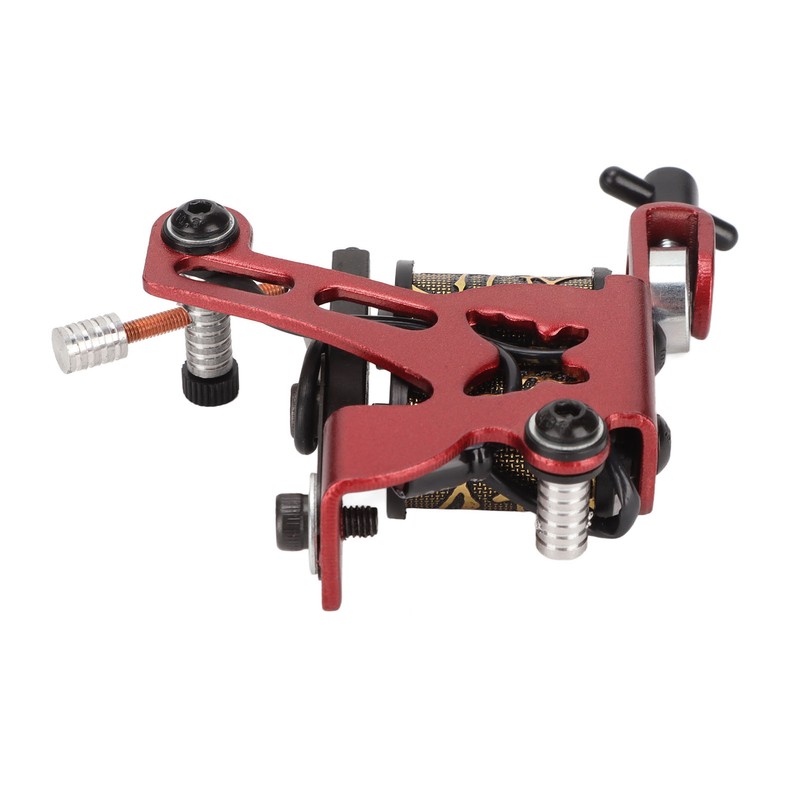 10 Wraps Coil Tattoo Machine Iron Frame Red Hollow Butterfly