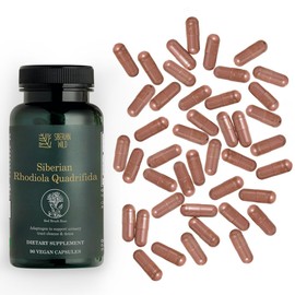 Siberian Wild Rhodiola Quadrifida 350mg – 90-Count Rhodiola Capsules – Siberian Rhodiola Supplement for Natural Cleanse – Stress Relief and Energy Support – Natural Red Bush Rhodiola