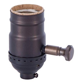B&P Lamp Med. Base Full Range DIMMER Socket, Solid Brass Shell with Antique Bronze Finish