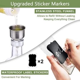 Leaflai Olive Oil Dispenser Bottle, 2 Pcs 4 Labels,1 Brush and 1 Funnel Oil (500ml)