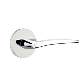 EMTEK Disk Rosette Passage Set with Matching Finish Poseidon Lever - Choice of Left/Right Handing and 6 Finishes - 5109POSLHUS26 - Left Handed (LH) - Polished Chrome (US26)