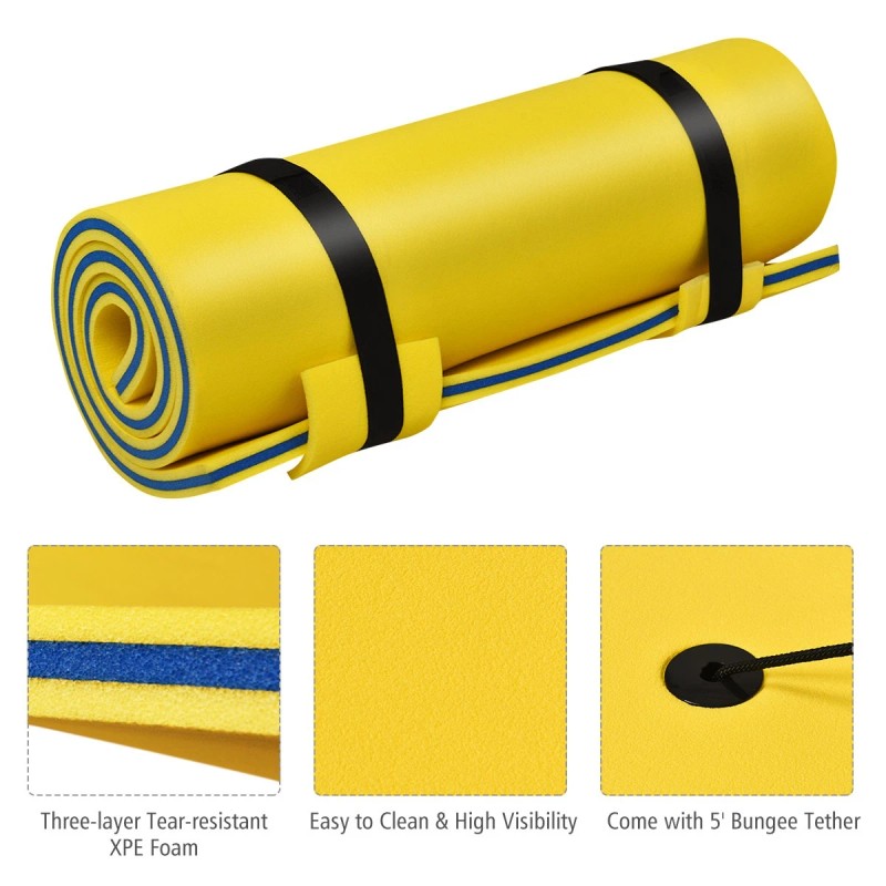 Costway 3-Layer Tear-proof Floating Water Pad Island Mat Sports Relaxing