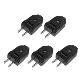 Extension Cord Replacement Plug 2 Prong 125V 15A Male Plug Rotatable Electric Plugs Lamp Plug for Small Appliances Strips DIY Craft Projects (Black) 5 Pieces.