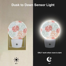 EKOBLA Sea Beach Coral Night Light Ocean Underwater Corals LED Dusk to Dawn Night Lamp Auto Sensor for Home Indoor Bathroom Hallway Kitchen