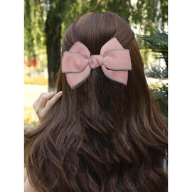 Pink Hair Bows for Women Cute Bow Hair Clips Silky Satin Bow Clips Large Hair Bow Clips French Hair Ribbon Bow Prom Bows Hair Wedding Bow Barrette Party Bowknot Hair Accessories Bow Headband Accessory