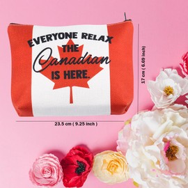 TSOTMO Canadian Gift Canada Flag Zipper Pouch Cosmetic Bag for Canadian Canada Gift Canada Trip Travel Toiletry Bag Canada Travel Souvenir (Canadian is here)