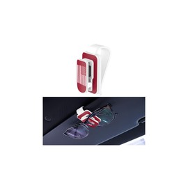 Zpana Sunglasses Holder for Car Sun Visor, American Flag Metal Vehicle Eyeglass Hanger, Patriotic Multifunctional Automotive Ticket Card Glasses Clip Accessories, Universal Fit(White/Red)