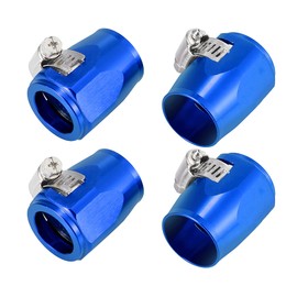 X AUTOHAUX 4pcs AN14 Hex Car Hose Finisher Flexible Rubber Pipe Clamp with Screw Band Adapter Fitting for Oil Fuel Water Tube Blue