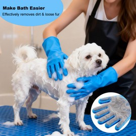 Metopets 4PCS Pet Grooming Kit for Dogs and Cats, Dog Washing Gloves and Dog Bath Brush, Dog Shampoo Brush, Dog Scrubber for Bath, Massage & Grooming