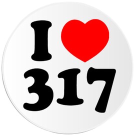 Kiwi Gifts I Love 317 - 10 Pack Circle Stickers 3 Inch - Area Code Indianapolis IN