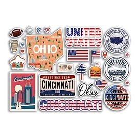 A5 Aufkleberbogen Cincinnati Wahrzeichen Vinyl Aufkleber – Ohio Amerika USA Staaten Flagge Reise Urlaub Karte Stadt Scrapbook Ästhetik #80554