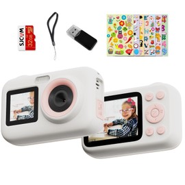 SJCAM children's camera,1080P 2.4'' 1.3'' dual colour LED screen Children's digital camera Vedio Birthday Gifts with 32G Card, sticker for ages 3-10 years girls boys