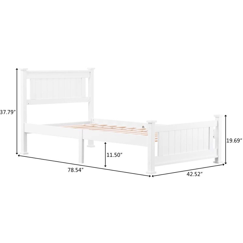 Bonnlo Twin Size Solid Wood Platform Bed Frame, Single Bed