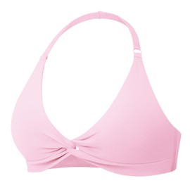 YEOREO Sports Halter Bras for Women Removable Padded Light Impact Seamless Workout Gym Minimal Crop Tops, Pink, X-Large