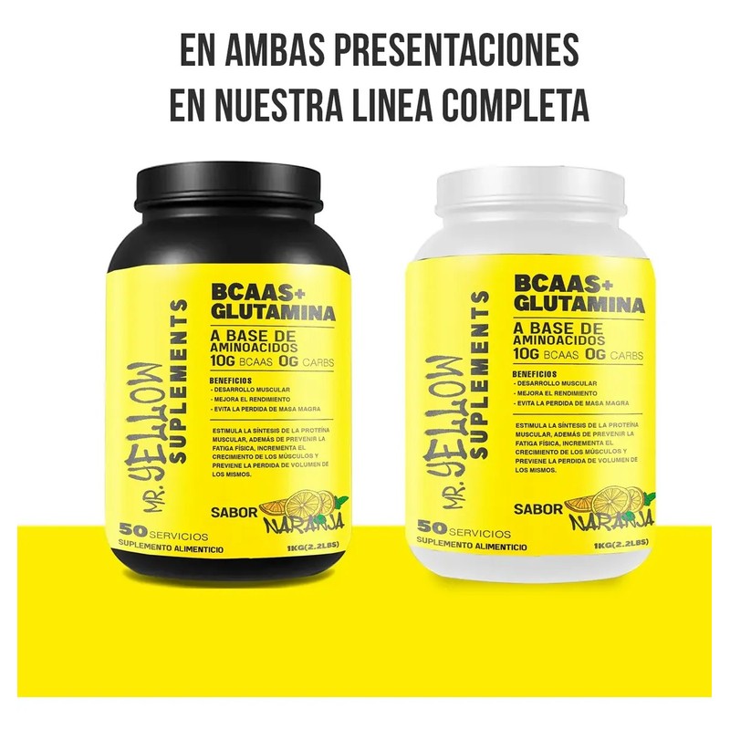 Aminoácidos Bcaas Glutamina 1kg Mr. Yellow Varios Sabores