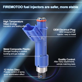 FIREMOTOO Fuel Injectors set of 4 Compatible with Yaris 1.5L 2006-2014 Corolla 1.8L 2000-2015 Replace 23250-21040 12 Holes