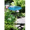 Achla Designs Crackle Glass Birdbath Bowl with Stake, 14-in, Teal