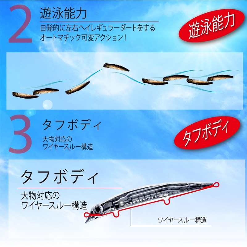 DUEL(デュエル) アイルマグネット TG ダータースリム 145mmフローティング 29g ホロレッドヘッド 遠投 重心移動