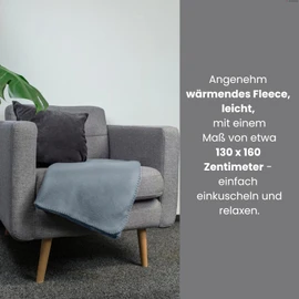 wometo Polar Fleece Blankets, Set of 2, Oeko-Tex, 130 x 160 cm, approx. 400 g, with Anti-Pilling and Overcast Hem, Grey
