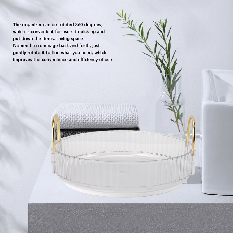 Round Storage Tray 360 Degree Rotating Waterproof Clear Desktop Organizer