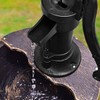 Squareful 2-Tier Outdoor Water Fountain, Rustic Patio Decor w/Hand Pump,