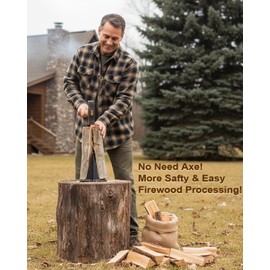 Fletzorb Firewood Kindling Log Splitter Cracker-No Need Axe! Portable Heavy Duty Manual Steel Safety Easy Wedge Wood Cutter Tool(Black Spliter,4.1 lbs)