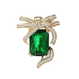 EMEGCY Emerald Bow Brooch Pin Green Rhinestone Crystal Bowknot Brooches Pins 18k Gold Plated Christmas Brooch May Birthstone Jewelry Dress Accessories for Women