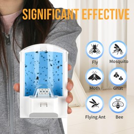 Flying Insect Trap, Indoor Plug-in Fly Trap for Home, Mosquito Killer Indoor Gnat Moth Catcher with Night UV Light, Mosquito Attractant Fly Bug Zapper for Home, Office (10 x Refills)