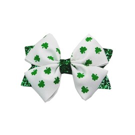 St. Patrick's Day Shamrock Green Hair Bows Alligator Clips hairpin hair accessory (F75-St. Patrick's J)
