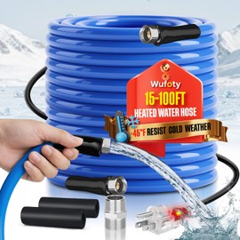 Wufoty 50FT Heated Water Hose for RV,Heated Drinking Water Hose,Anti-Freezing Temperature Down to -47°F, 1/2" Inner Diameter, Great Rv Accessories for Campers, Livestock, Agriculture