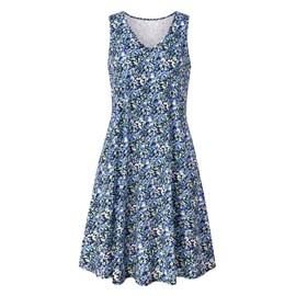 Ivicoer Plus Size Dress for Women Sundresses Sleeveless T-Shirt Dresses Oversized Boho Beach Floral Dress with Pockets