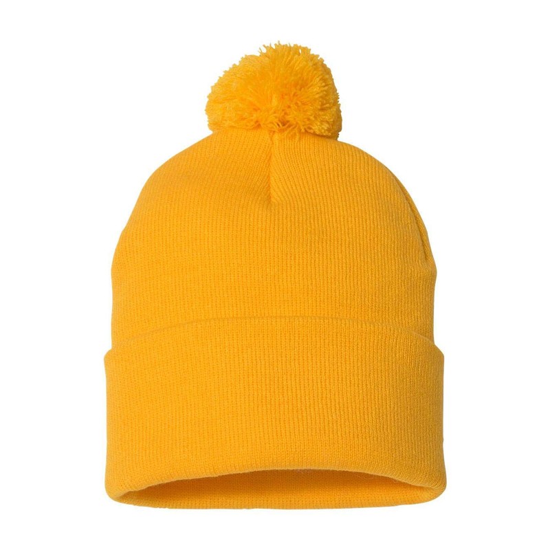 Sportsman Pom-Pom 12" Knit Beanie One Size Gold