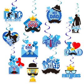 Fathers Day Decorations, 36Pcs Happy Fathers Day Hanging Swirl Streamer Decorations Father's Day Party Ceiling Wall Decorations Fathers Day Party Supplies