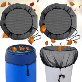mizikuu Pack of 2 Rain Butt Net, 95 cm Rain Butt Cover, Adjustable Protective Cover with Drawstring Rain Barrel Net, Mosquito Protection from Leaves, Mosquitoes and Mosquito Larva
