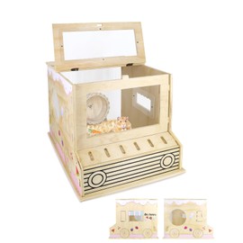 ANZOME Wooden Hamster Cage with Acrylic, Dwarf Hamster Cage with Openable Top, Small Animal Cage for Guinea Pigs, Chinchillas, Gerbils, Syrian Hamsters, Hedgehog