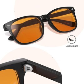 Orange Lens Blue Light Blocking Glasses with Anti - Computer Glare - Square, Classic Retro Frame for Gaming. Trendy Designer Glasses for Men and Women - Colour: [Black+Clear]2Pcs