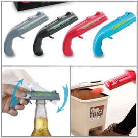 Abridor de botellas, Destapador de Cerveza de 4 Piezas, Pistolas de Cerveza Creativo Alcance de Más de 5 Metros para el Hogar Bar Fiesta Beber Sacacorchos de Cerveza (rojo, gris, negro, azul)