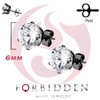 CZ Simulated Diamond Black IP Plated Surgical Steel Stud Earrings