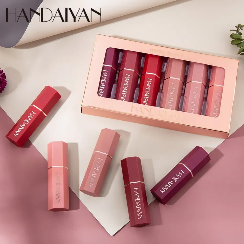 Matte Hexagonal Conjunto De Lápiz Labial Impermeable A