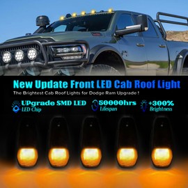 LUDARM LED Cab Roof Lights Compatible with 2019-2024 RAM 2500 3500 4500 5500 Pickup Truck Cab Clearance Light 5PCS Amber Light Smoke Lens