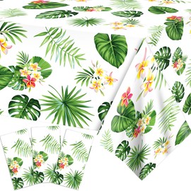 3 Pack Birthday Party Tablecloth Party Decorations, 51"x86" Outdoors Party Disposable Rectangle Table Covers Plastic Table Cloth for Children College High School Class of Party Supplies (Leaf)