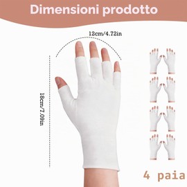 LXUEJIE 4 paia di guanti in cotone senza dita, guanti protettivi UV per lampade gel unghie bianchi sottili senza dita per mani asciutte touch screen spa trattamento della pelle