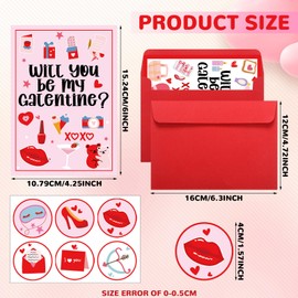 ReliThick 108 Pcs Happy Galentines Day Cards for Friends Includes 36 Sets Galentine's Day Cards, Red Envelope and Seals for Valentines Celebrating Lady Friends Express Gratitude and Miss You