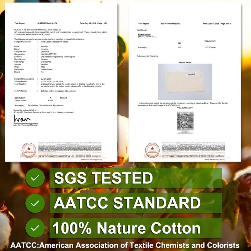 2 Pcs Cheese Cloths, 36x36Inch, SGS Tested 100% Unbleached Cotton
