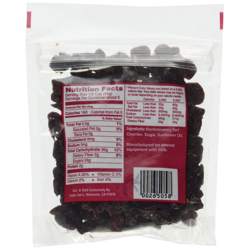 Trader Joe's Dried Pitted Tart Montmorency Cherries, 8oz