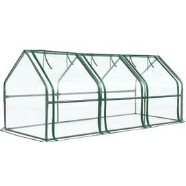 Greengro Mini Greenhouse, 95" x 36" x 36" Portable Greenhouses for Outdoors with Roll-up Zipper Door, Ground Stakes & 20 T-Shaped Plant Tags, Waterproof UV-Resistant Green House for Indoor Outside