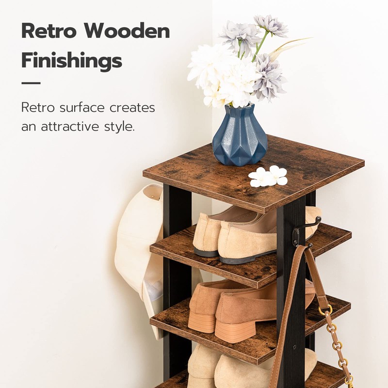 HOOBRO 8 Tiers Vertical Shoe Rack, Wooden Shoe Storage Organizer